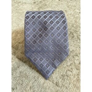 Henry Jacobson‎ Blue Silk Diamond Geometric Tie Handmade 3.75"